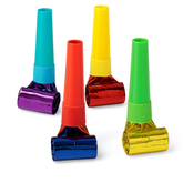 Metallic Rainbow Blowout Noisemakers - 8 Pack